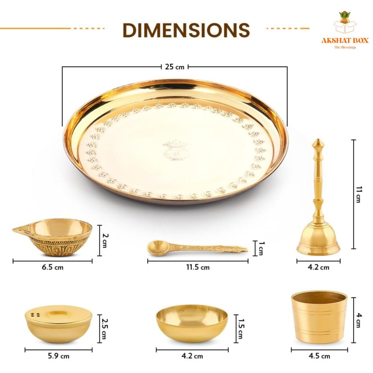 Pure Brass OM Kalash Design Pooja Thali Set - Image 3