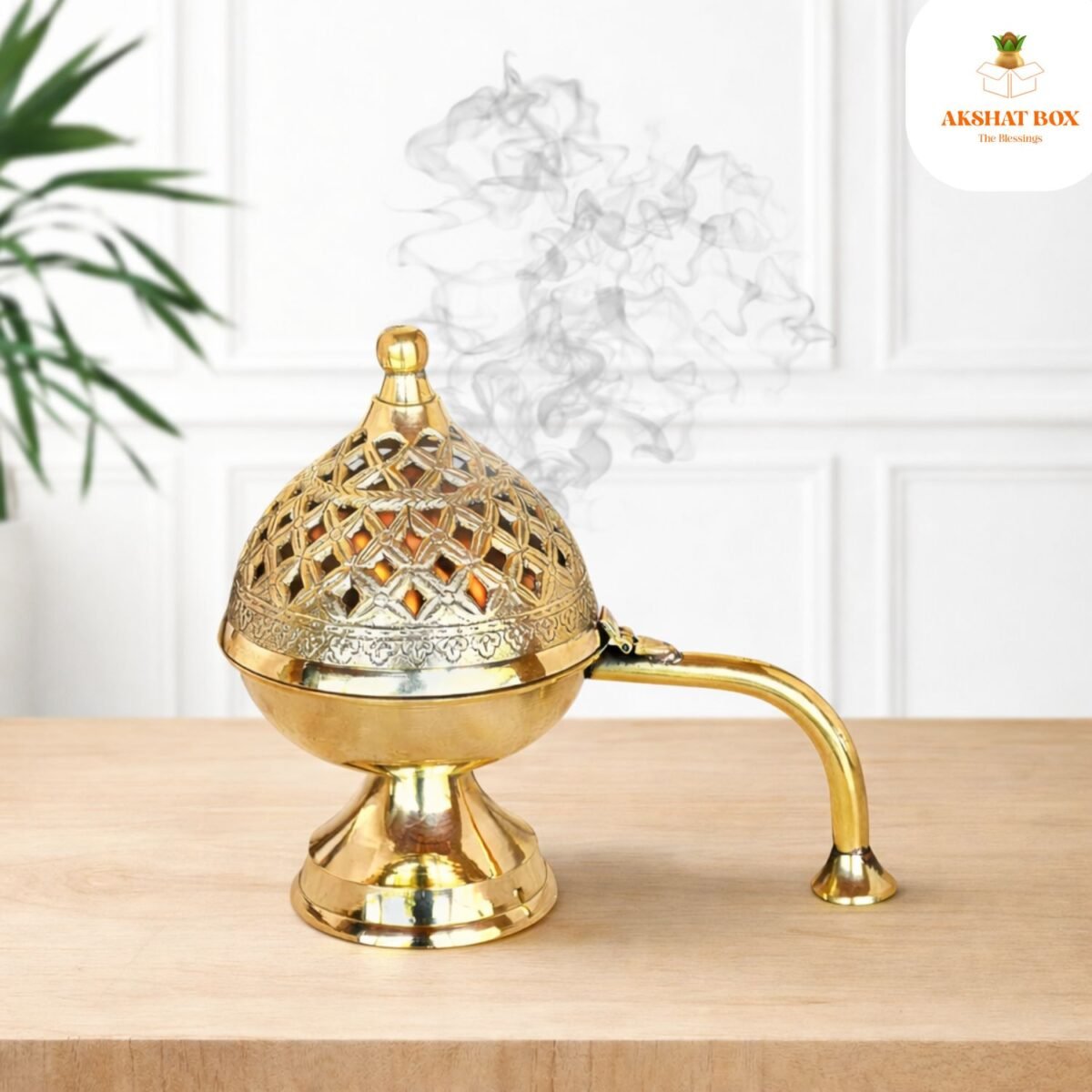 Handcrafted Mini Brass Chirag Dhuni/Fumer - Image 8