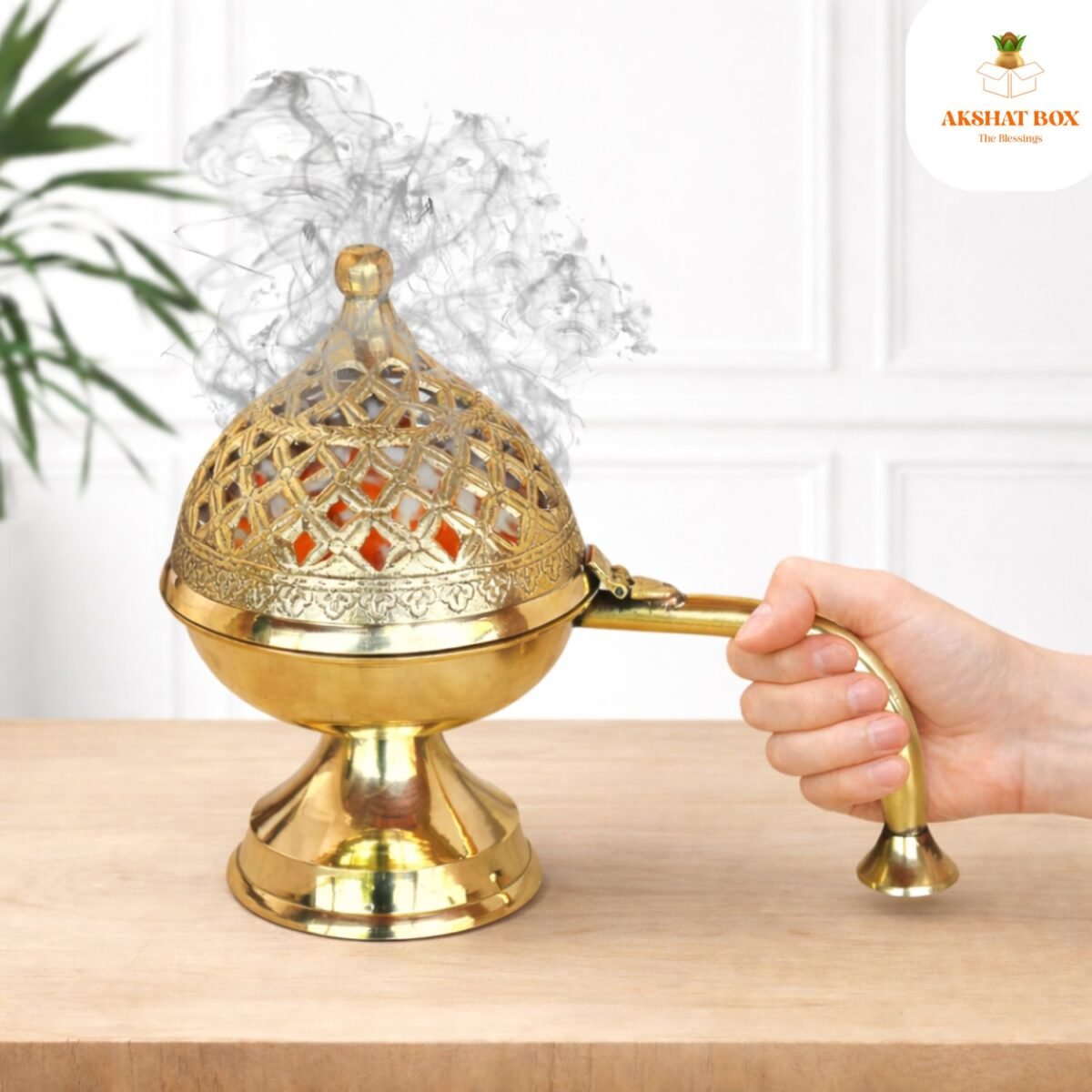 Handcrafted Mini Brass Chirag Dhuni/Fumer - Image 9