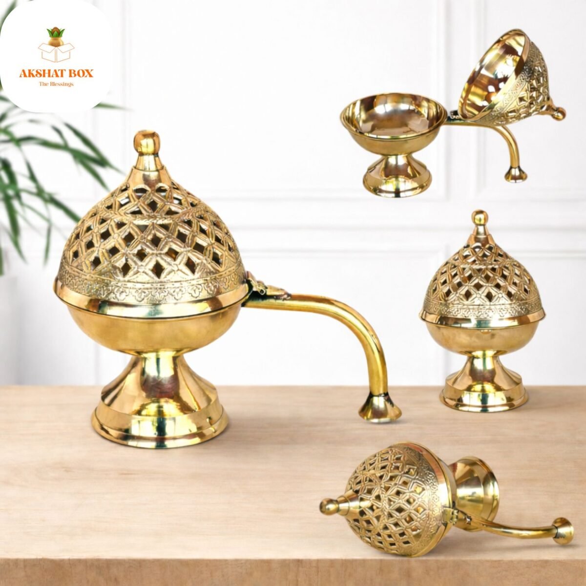 Handcrafted Mini Brass Chirag Dhuni/Fumer - Image 11