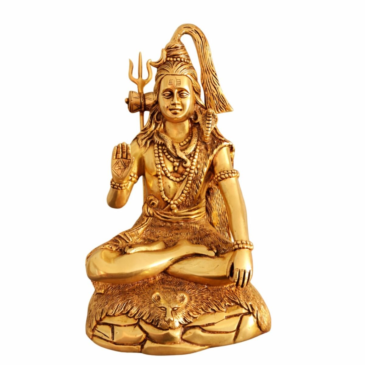 GOLDEN SITTING LORD SHIVA BRASS STATUE - Image 3