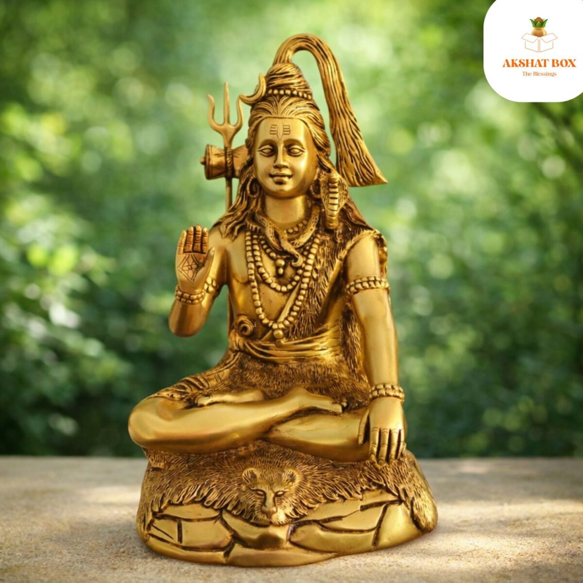 GOLDEN SITTING LORD SHIVA BRASS STATUE - Image 4