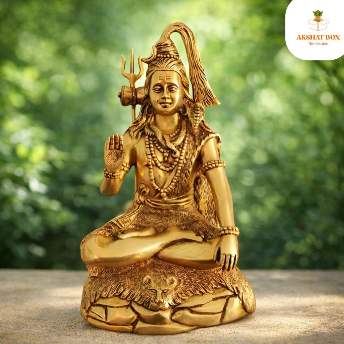 GOLDEN SITTING LORD SHIVA BRASS STATUE - Image 5