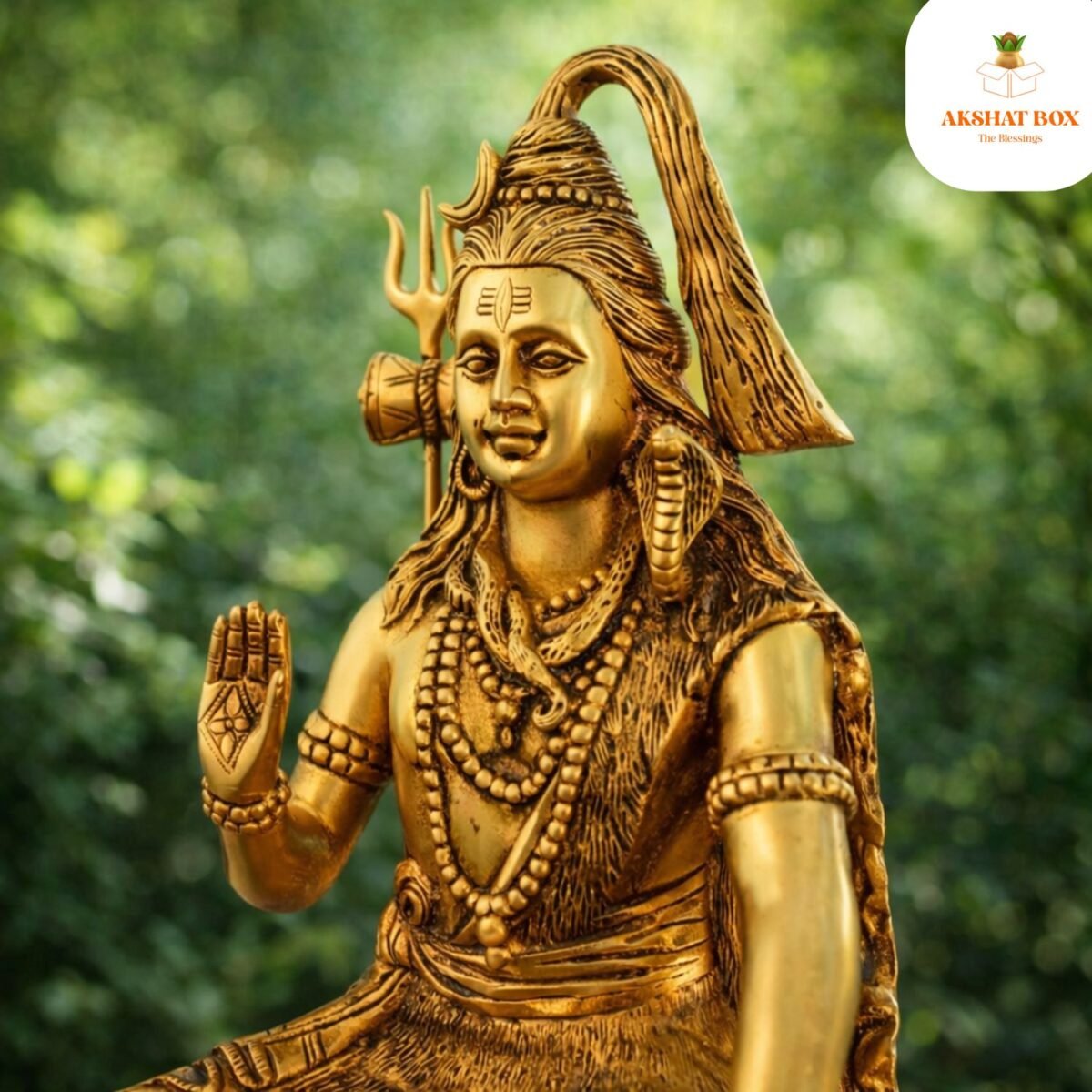 GOLDEN SITTING LORD SHIVA BRASS STATUE - Image 6