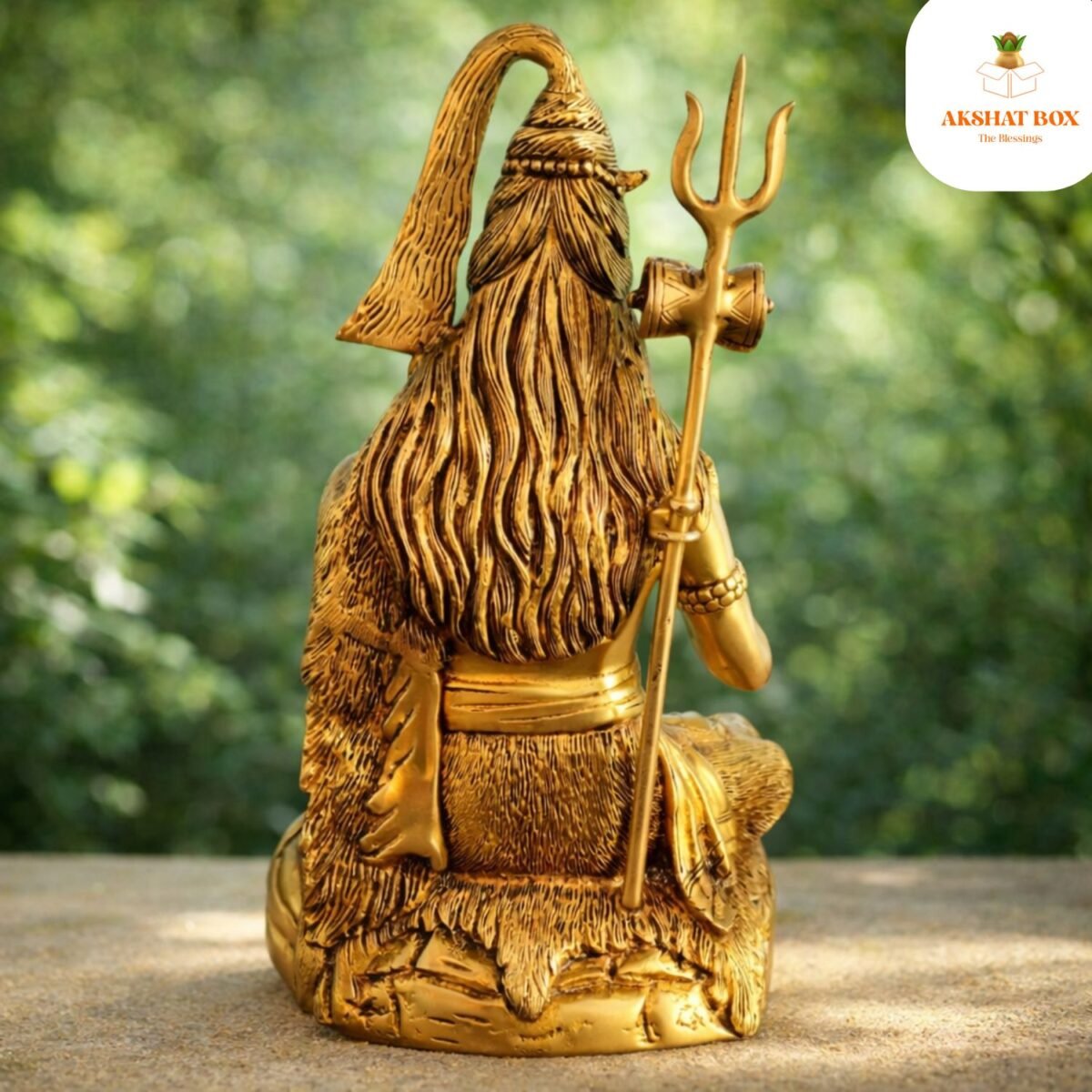 GOLDEN SITTING LORD SHIVA BRASS STATUE - Image 7
