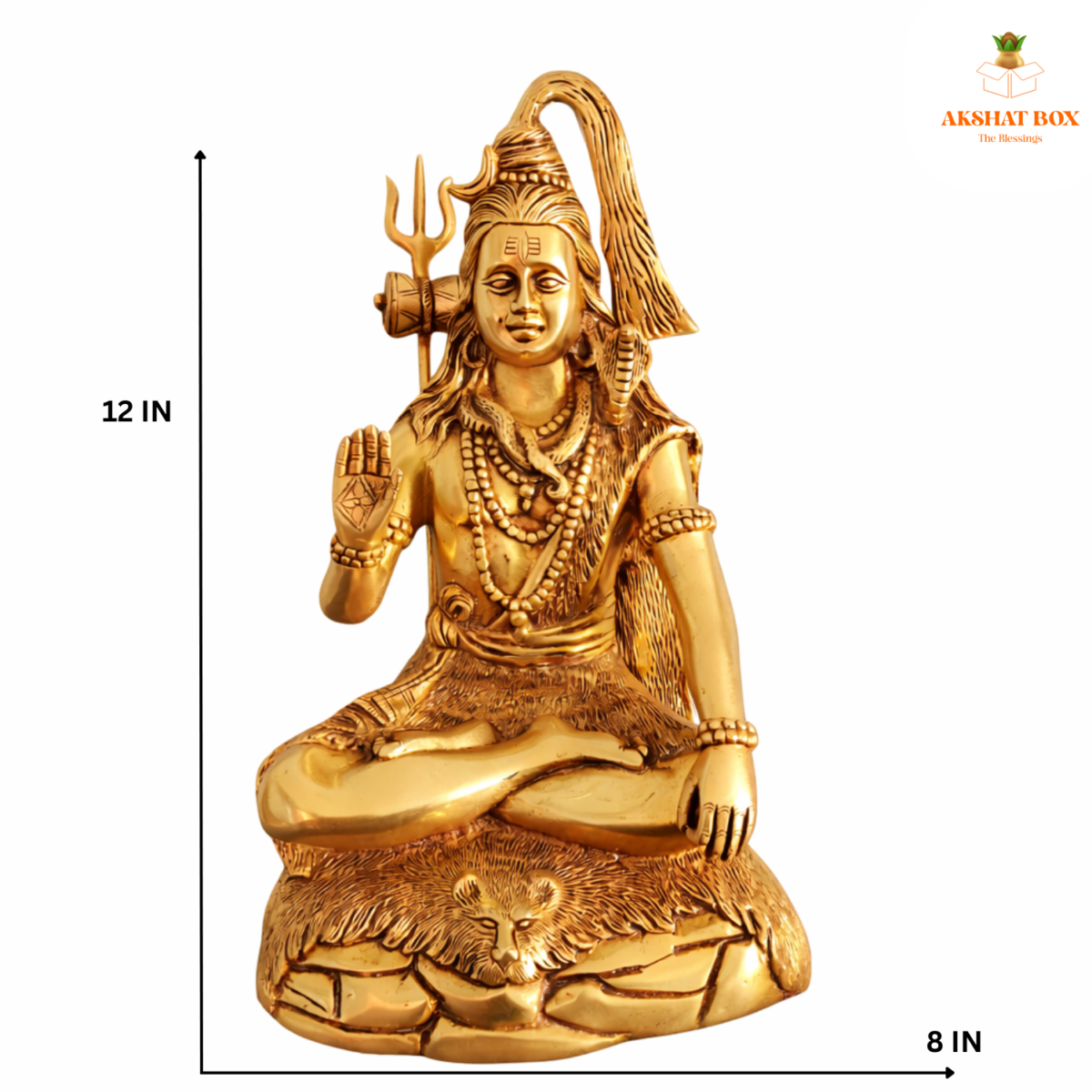GOLDEN SITTING LORD SHIVA BRASS STATUE - Image 8