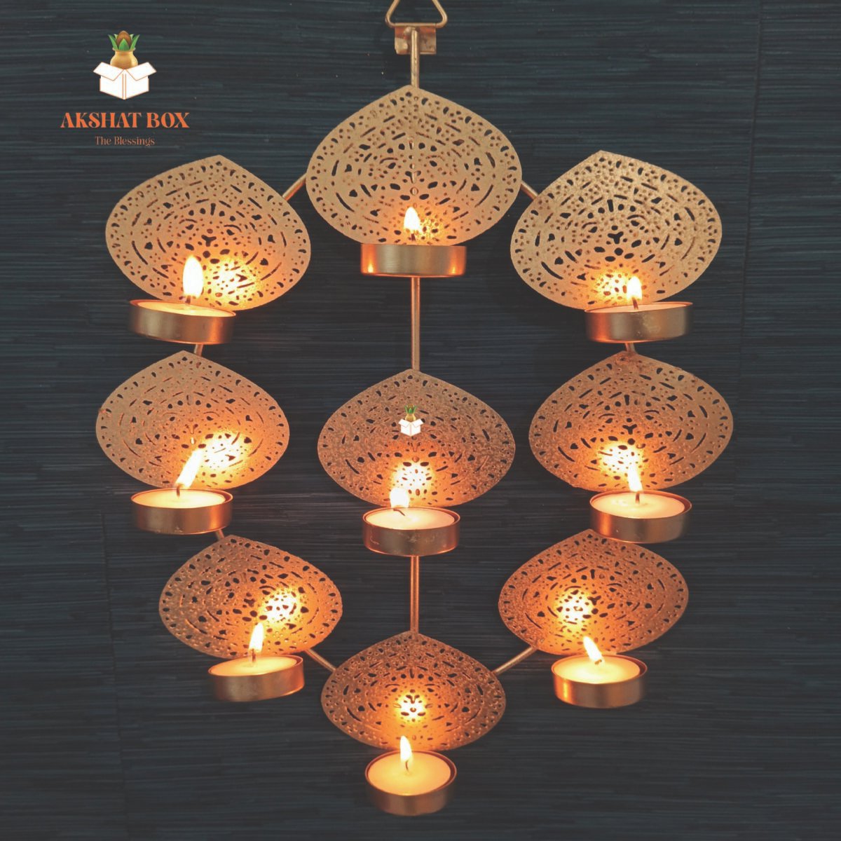 9 TEA LEAF LIGHT HOLDER WALL HANGING FOR DECORATION - Image 4