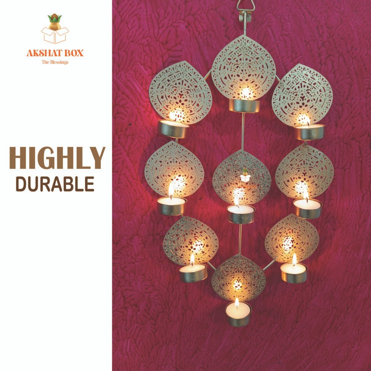 9 TEA LEAF LIGHT HOLDER WALL HANGING FOR DECORATION - Image 5