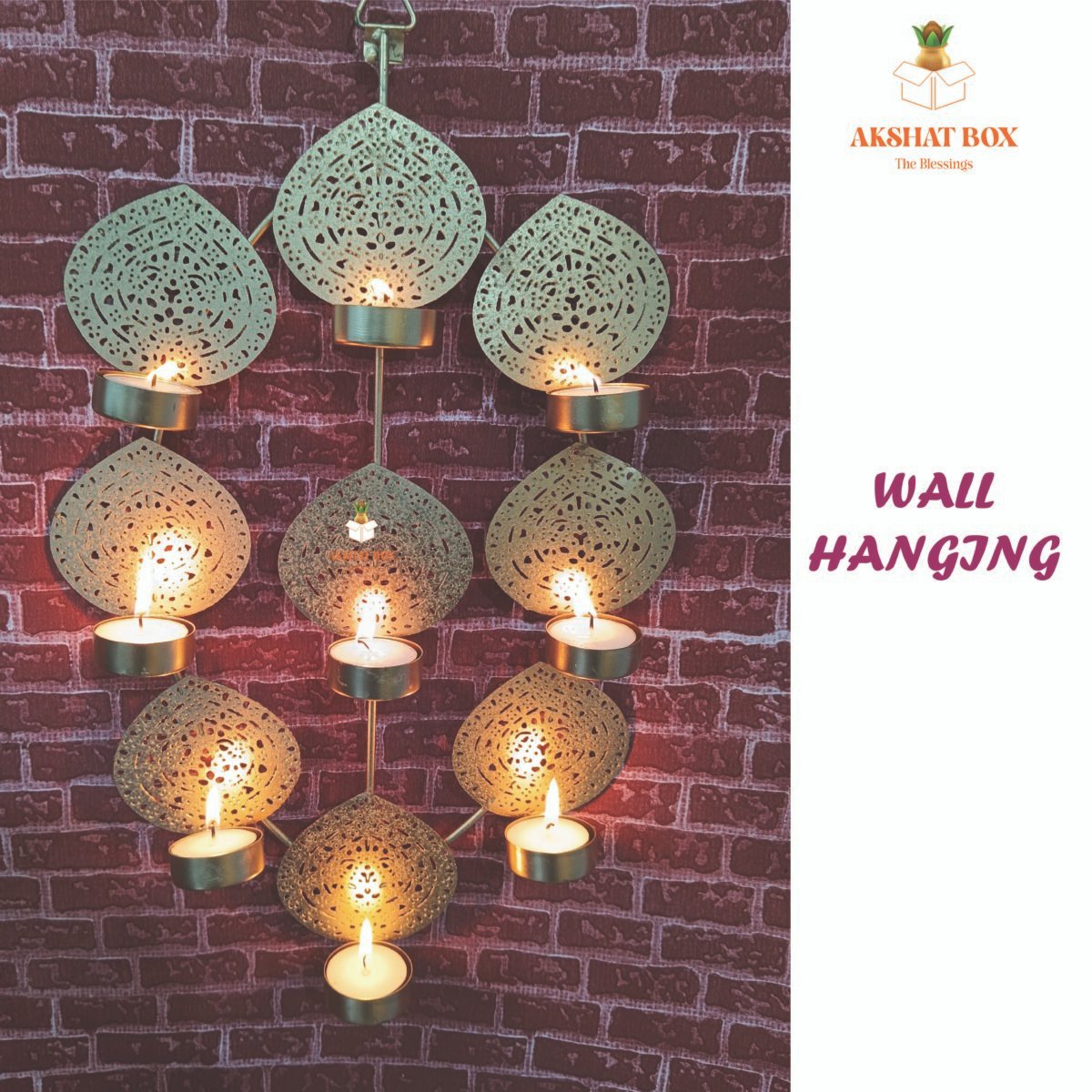 9 TEA LEAF LIGHT HOLDER WALL HANGING FOR DECORATION - Image 6