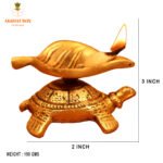 Golden Handcrafted Tortoise Statue Leaf Design Decorative Brass Diya - Image 3