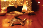 Golden Handcrafted Tortoise Statue Leaf Design Decorative Brass Diya - Image 5
