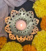 Flower Cut Lotus Tea light Holder Set of 2 - Image 3