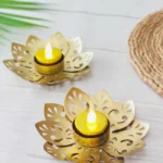 Flower Cut Lotus Tea light Holder Set of 2