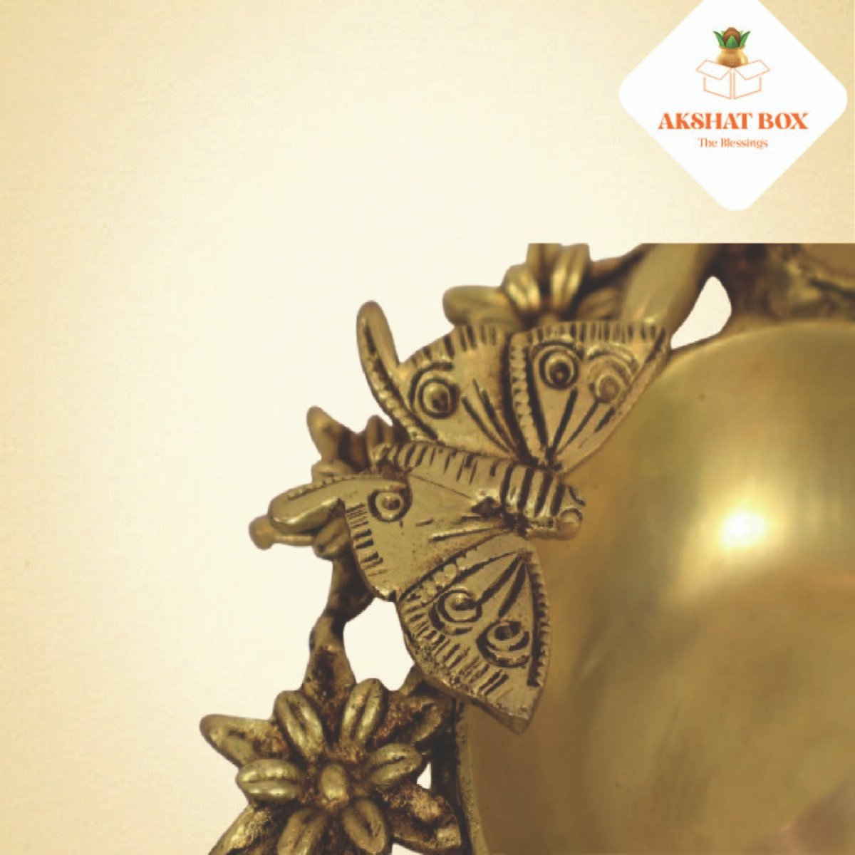 Brass Butterfly Urli - Image 3