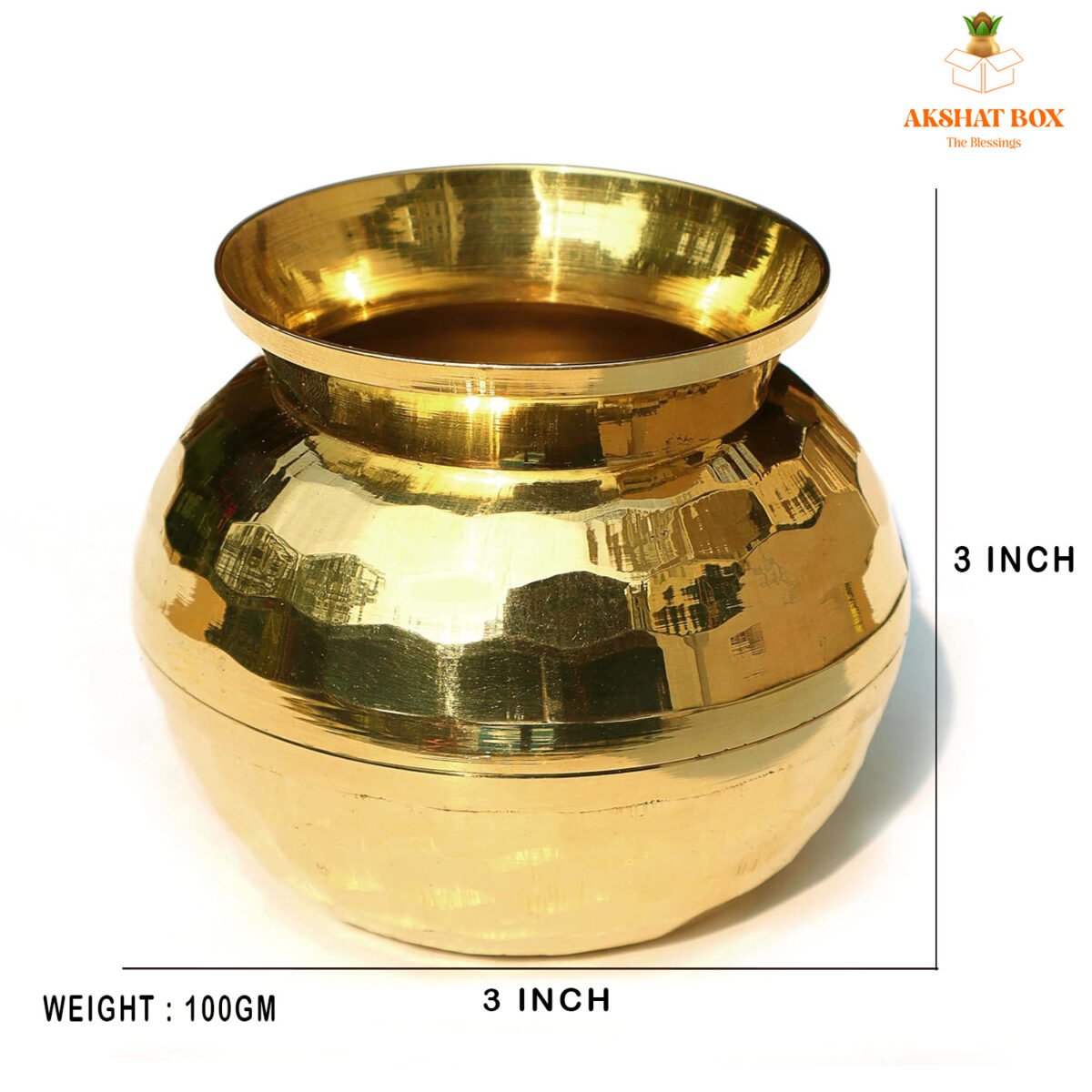 Pure Brass / Diamond Cutting Pooja Lota Kalash / Size-1 - Image 2
