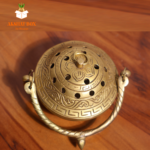 Akshat Brass Dhoop Burner with Handle & Lid (Golden)