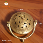 Akshat Brass Dhoop Burner with Handle & Lid (Golden) - Image 5