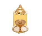 Akshat Brass Akhand Diya For Puja With Borosilicats Glass Cover(Medium)