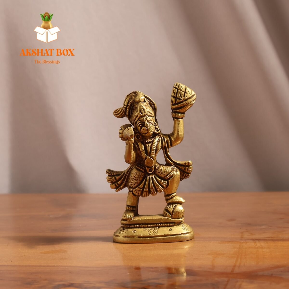 Akshat Buy/Brass Lord Hanuman Idol Holding Sanjeevi Booti Mountain Small - Image 2