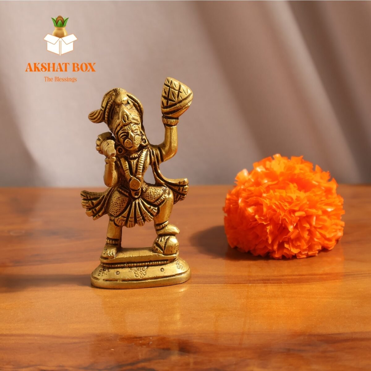 Akshat Buy/Brass Lord Hanuman Idol Holding Sanjeevi Booti Mountain Small - Image 3