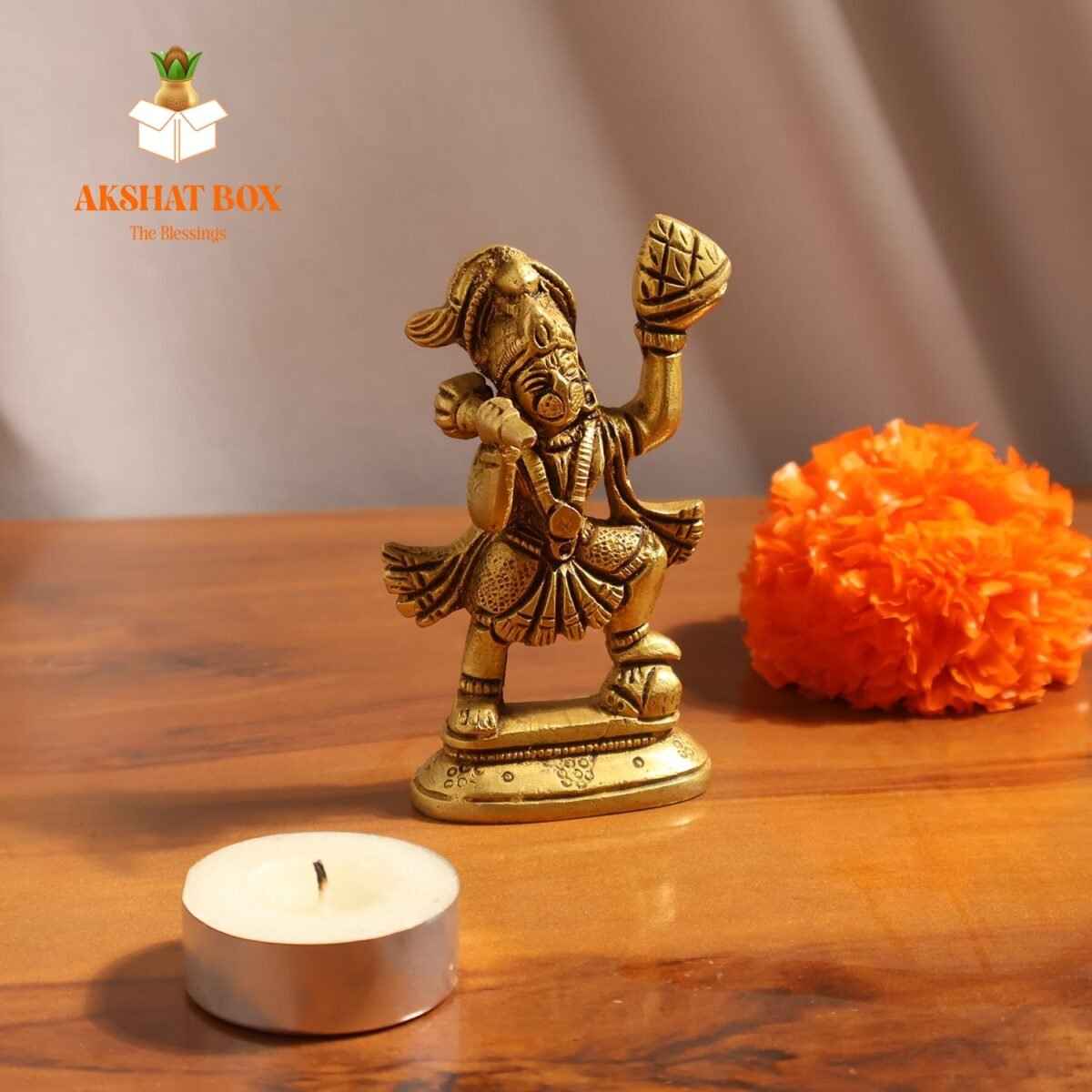 Akshat Buy/Brass Lord Hanuman Idol Holding Sanjeevi Booti Mountain Small - Image 4