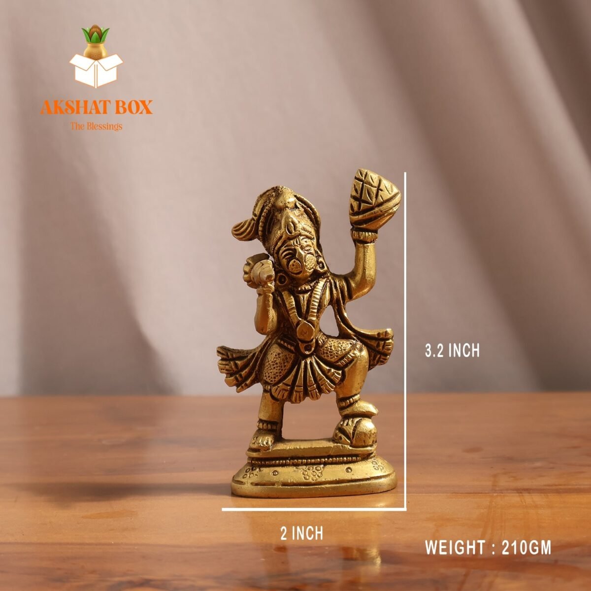 Akshat Buy/Brass Lord Hanuman Idol Holding Sanjeevi Booti Mountain Small - Image 5