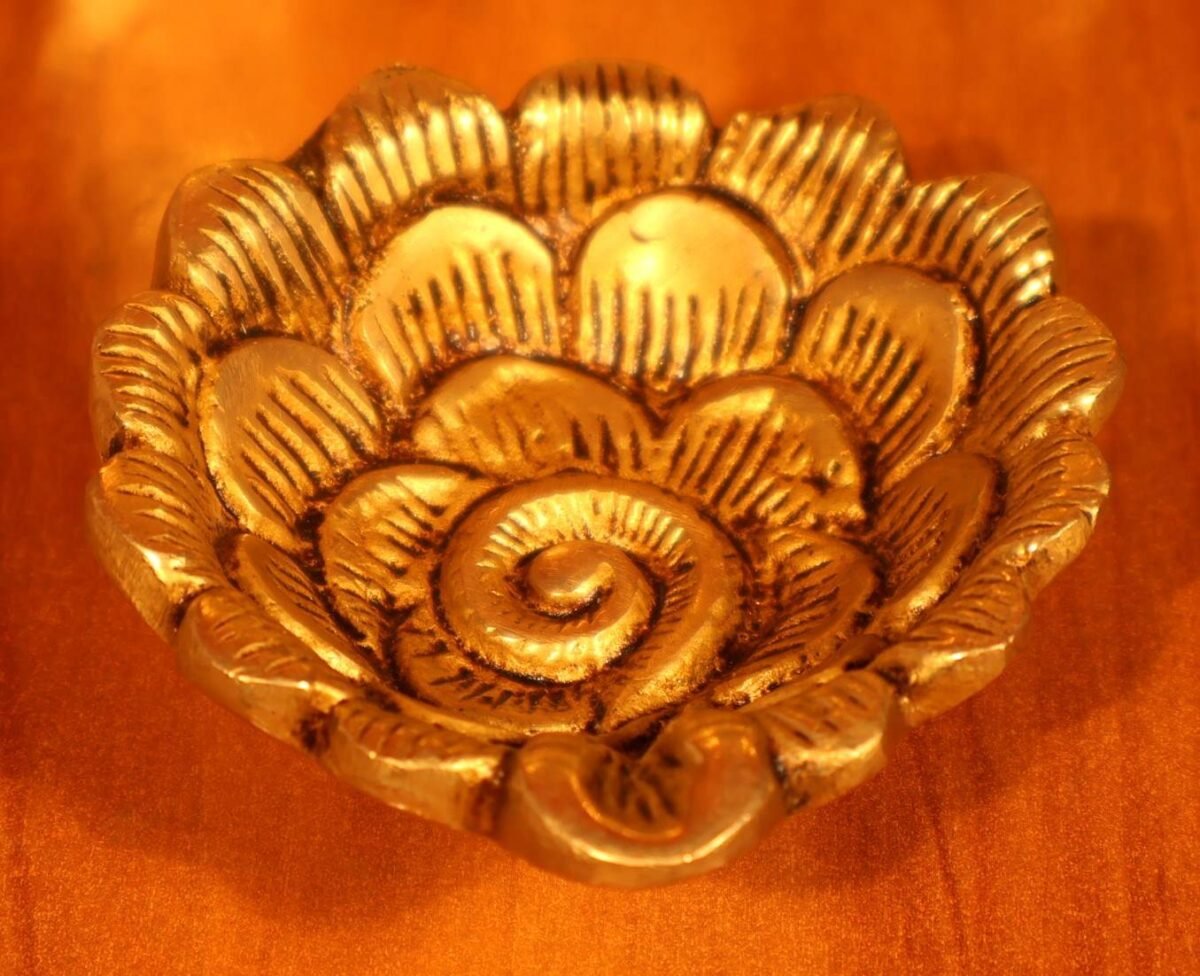 Brass Diya-Rose Flower Design - Image 2