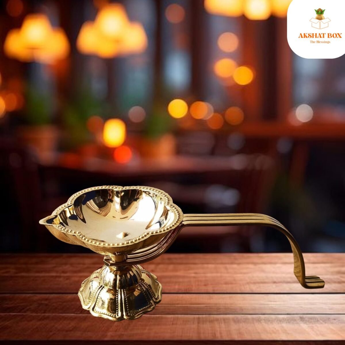 Diya For Aarti Golden Finish Long Handle - Image 5