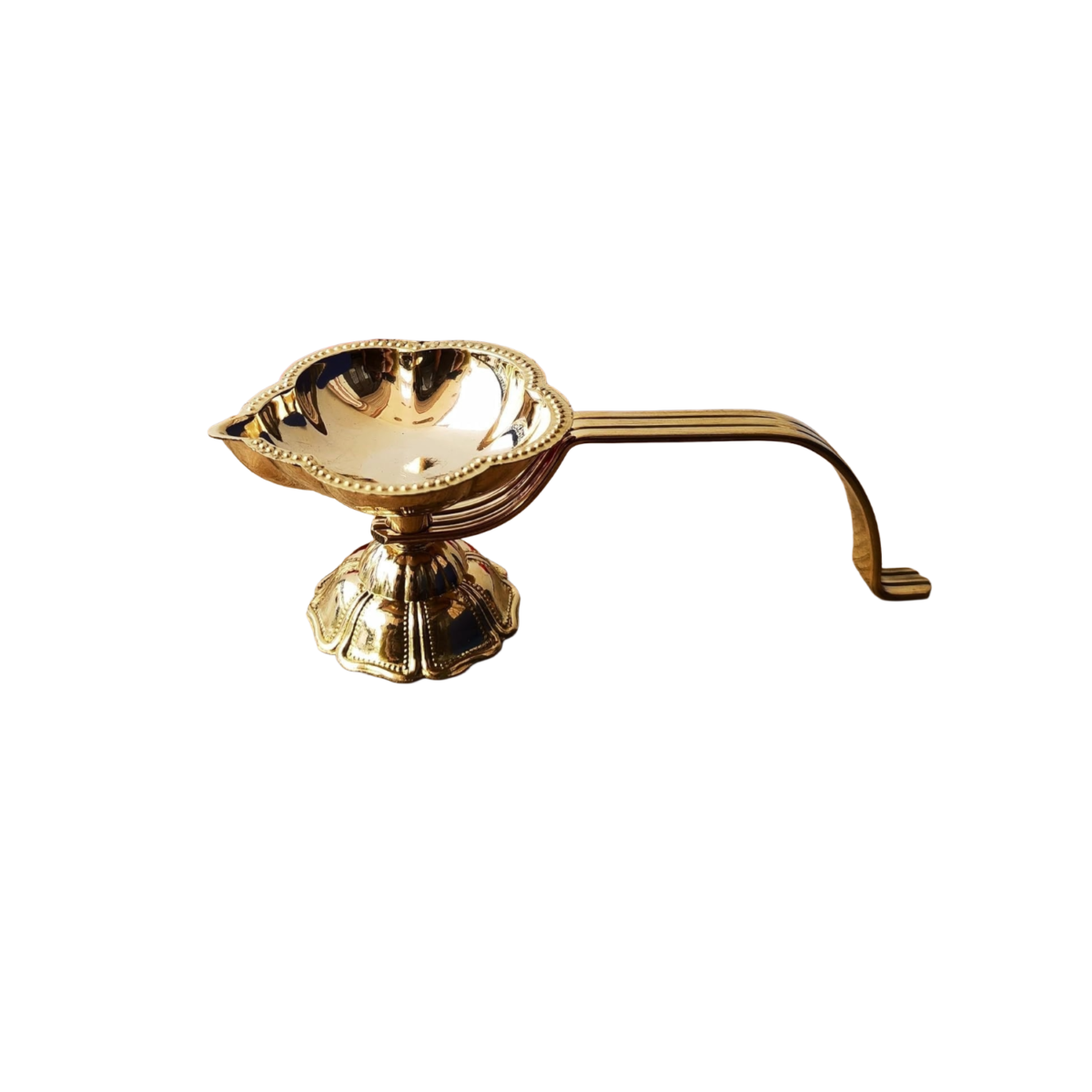 Diya For Aarti Golden Finish Long Handle - Image 2