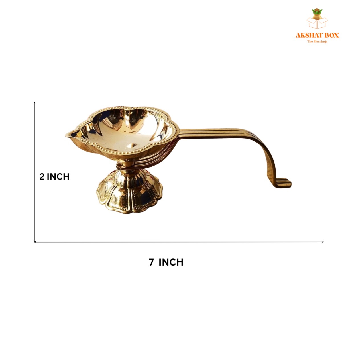 Diya For Aarti Golden Finish Long Handle - Image 3