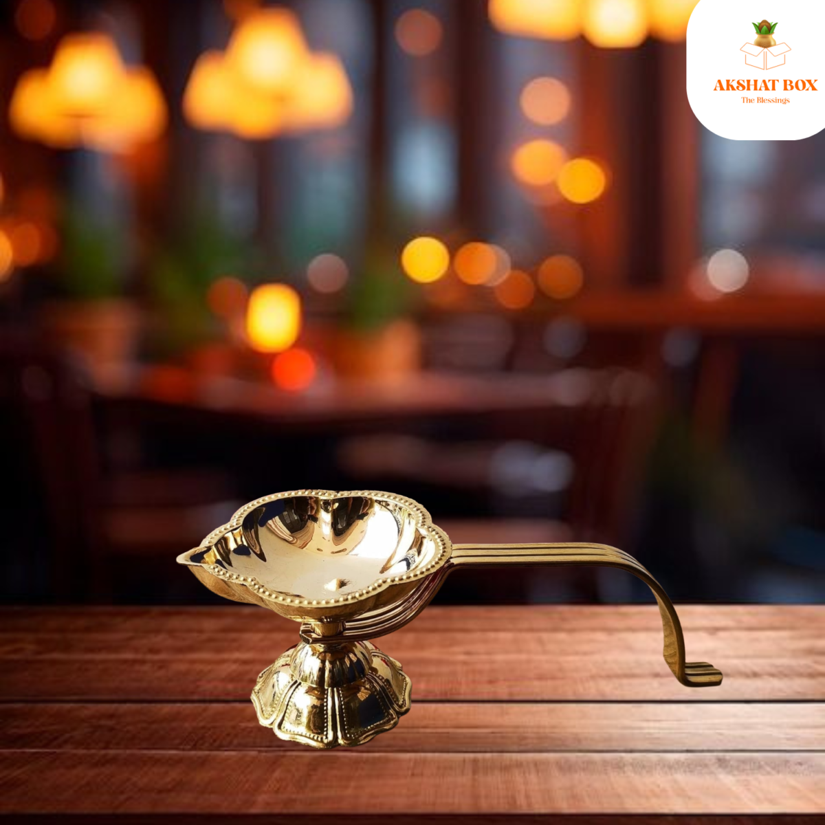 Diya For Aarti Golden Finish Long Handle - Image 4