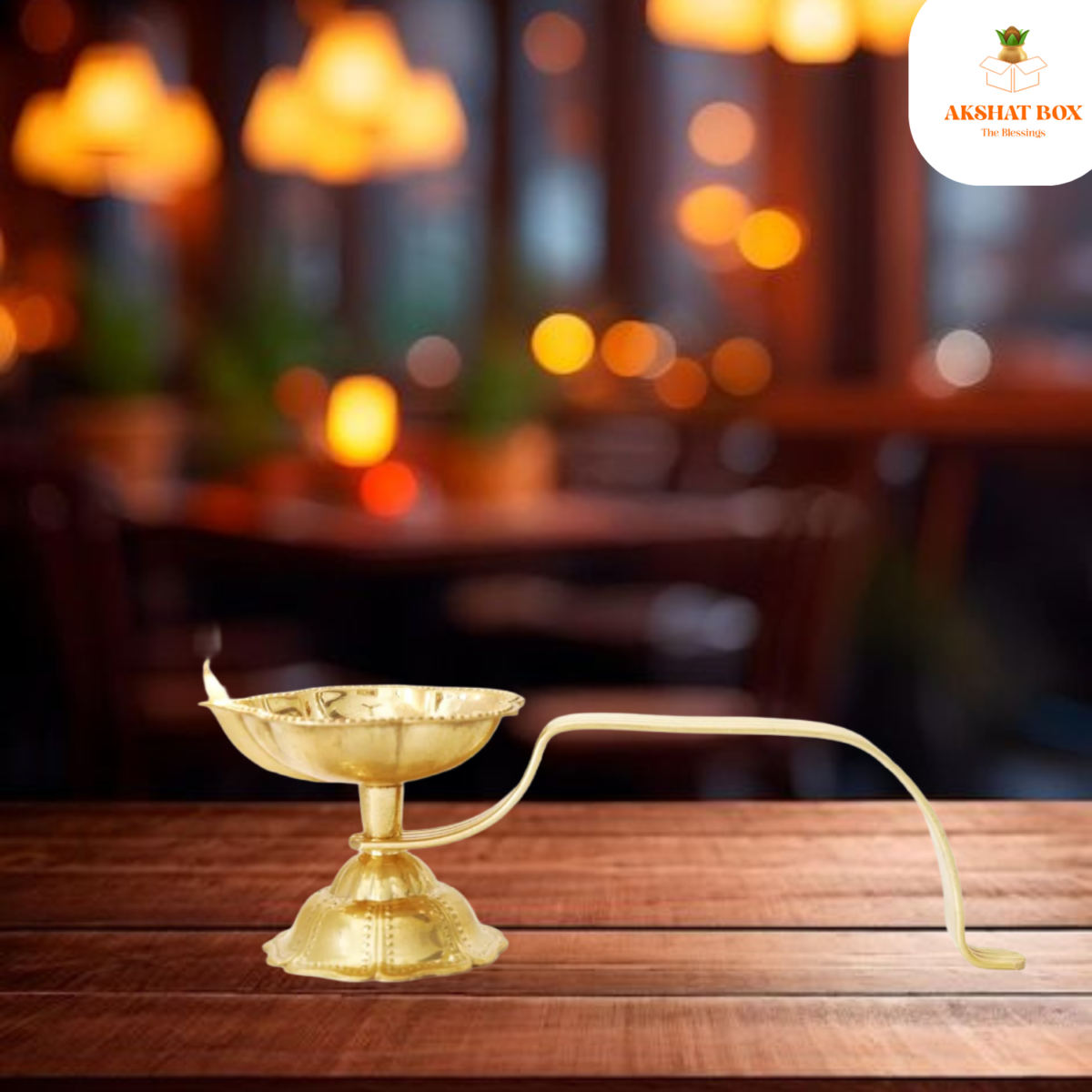Diya For Aarti Golden Finish Long Handle - Image 7