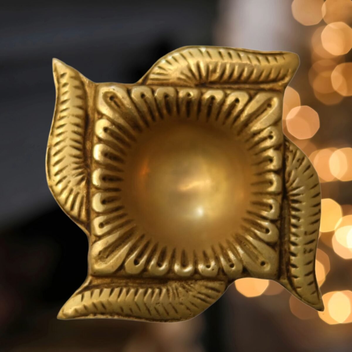 Diwali Diya Brass Heavy Swastik Shaped for Pooja Room - Image 2