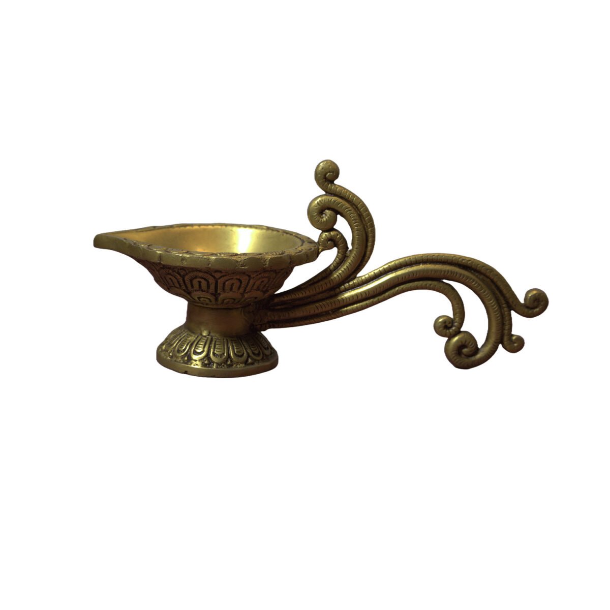 Brass Antique Handcrafted Long Handle Aarti Diya - Image 5