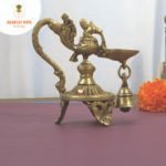 Antique Long Handle Bird With Bell Diya