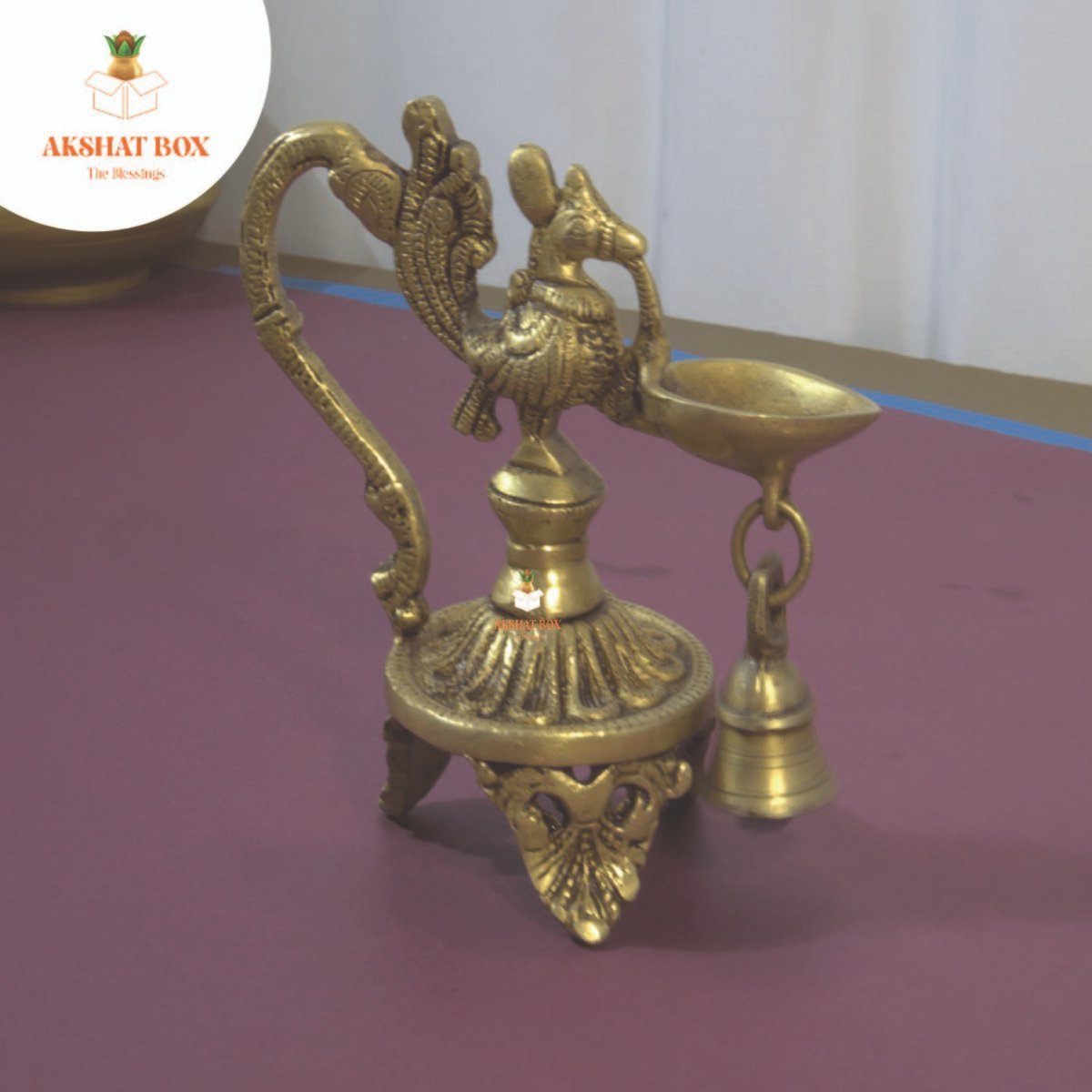 Antique Long Handle Bird With Bell Diya - Image 5