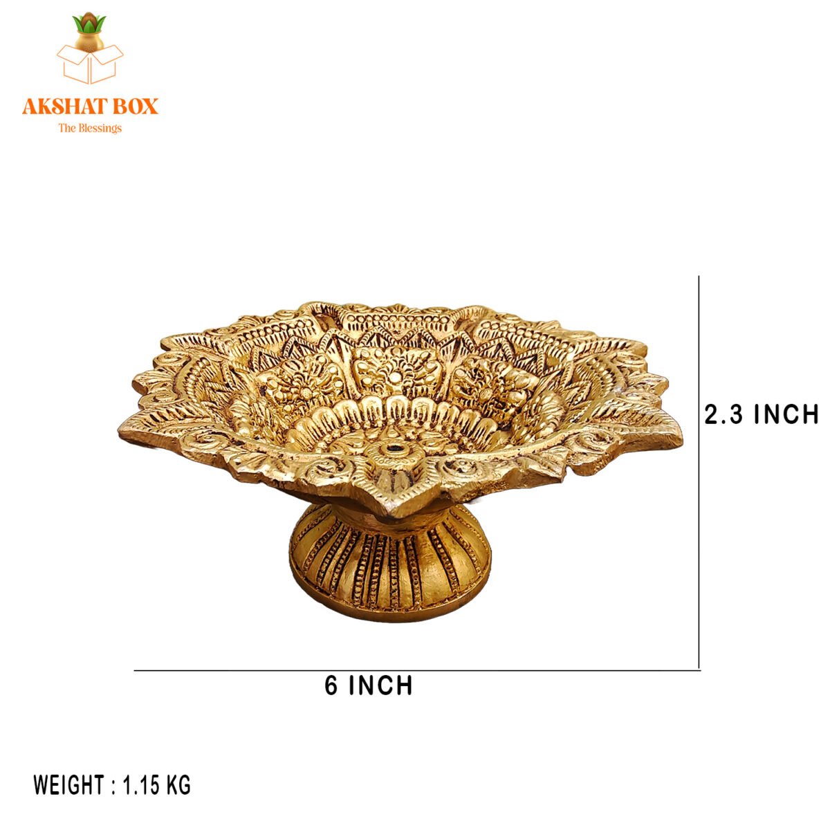 Brass Antique Design Golden finish Saptmukhi Diya - Image 2