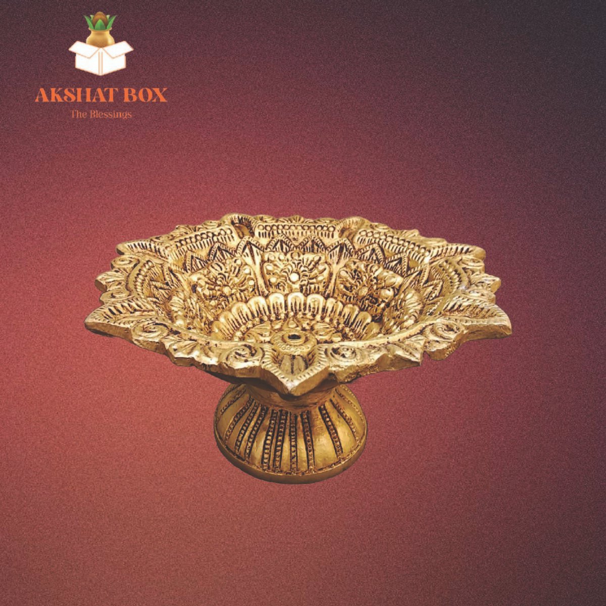 Brass Antique Design Golden finish Saptmukhi Diya - Image 3