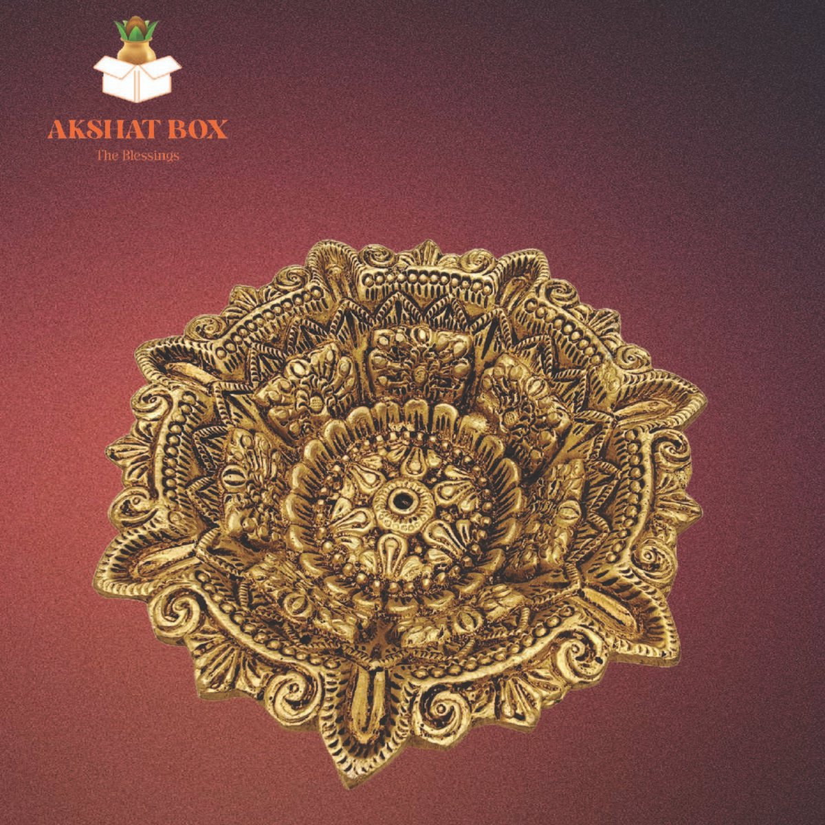 Brass Antique Design Golden finish Saptmukhi Diya - Image 4