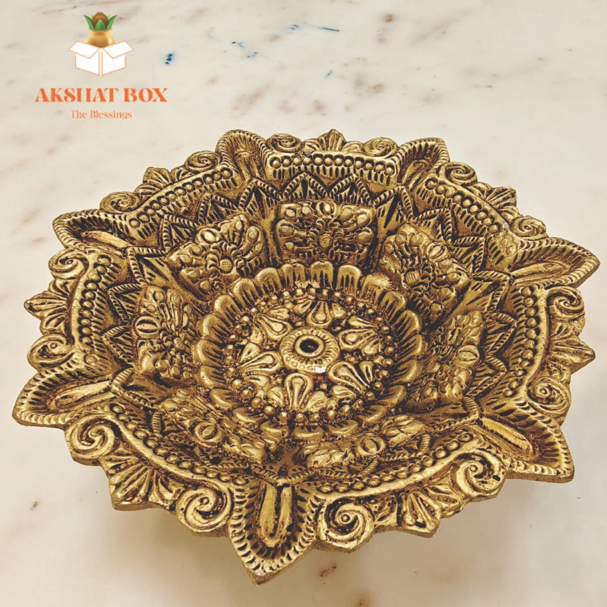 Brass Antique Design Golden finish Saptmukhi Diya - Image 7