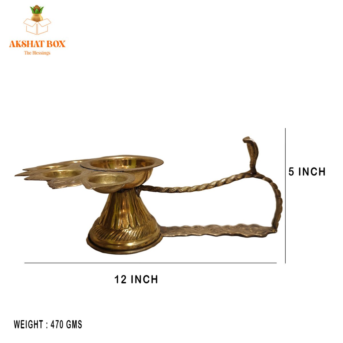 Brass Panchmukhi Aarti Diya Stand - Image 2