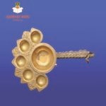 Brass Panchmukhi Aarti Diya Stand - Image 4