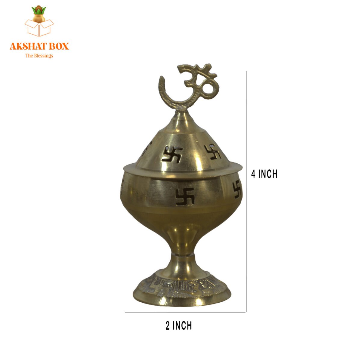 Golden Om and Swastik Symbol Decorative Brass Diya - Image 3