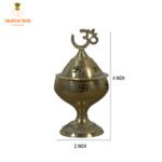 Golden Om and Swastik Symbol Decorative Brass Diya - Image 3