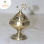Golden Om and Swastik Symbol Decorative Brass Diya