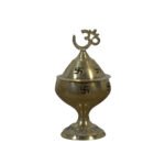 Golden Om and Swastik Symbol Decorative Brass Diya - Image 2