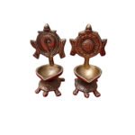 Brass Sankh Chakra Diya with Tortoise Base for Pooja - Image 3