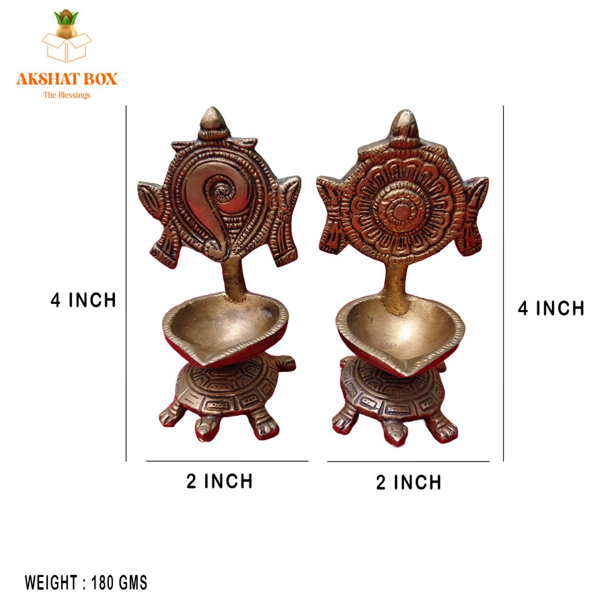 Brass Sankh Chakra Diya with Tortoise Base for Pooja - Image 4