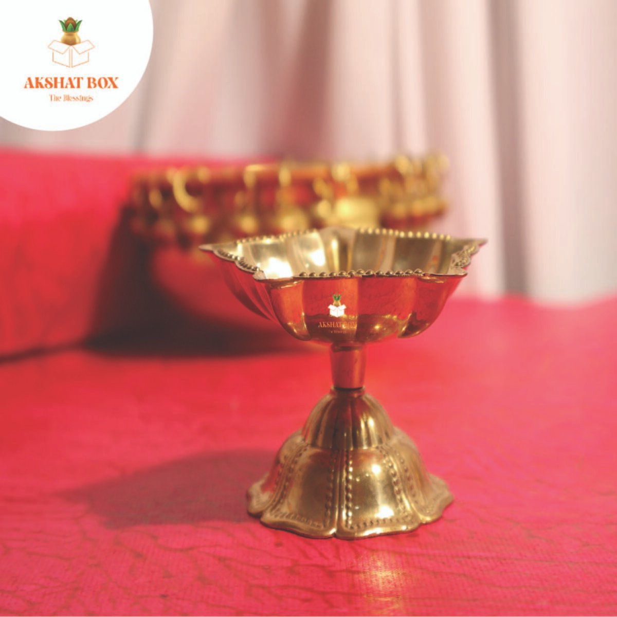 Fine polished Five wick lightweight Diya Brass (2") - Image 3