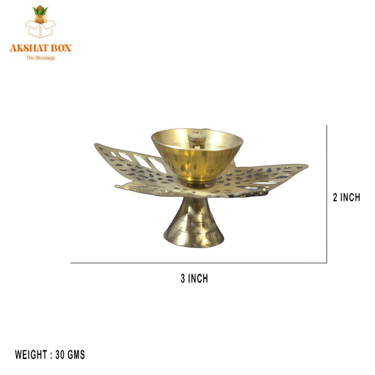 Jali Brass Diya Leaf Design - Image 3
